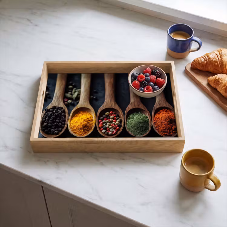 Tray - Wooden - Spoons - Spices - Herbs — 3