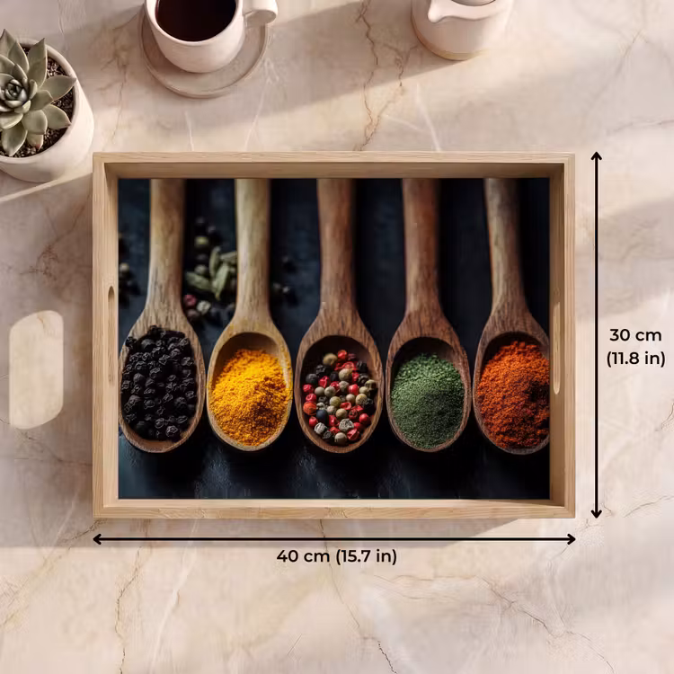 Tray - Wooden - Spoons - Spices - Herbs — 7
