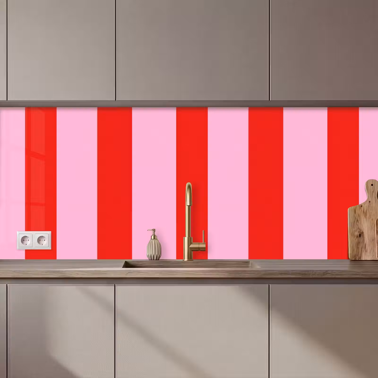 Kitchen splashback - Stripes - Classic - Pink — 1
