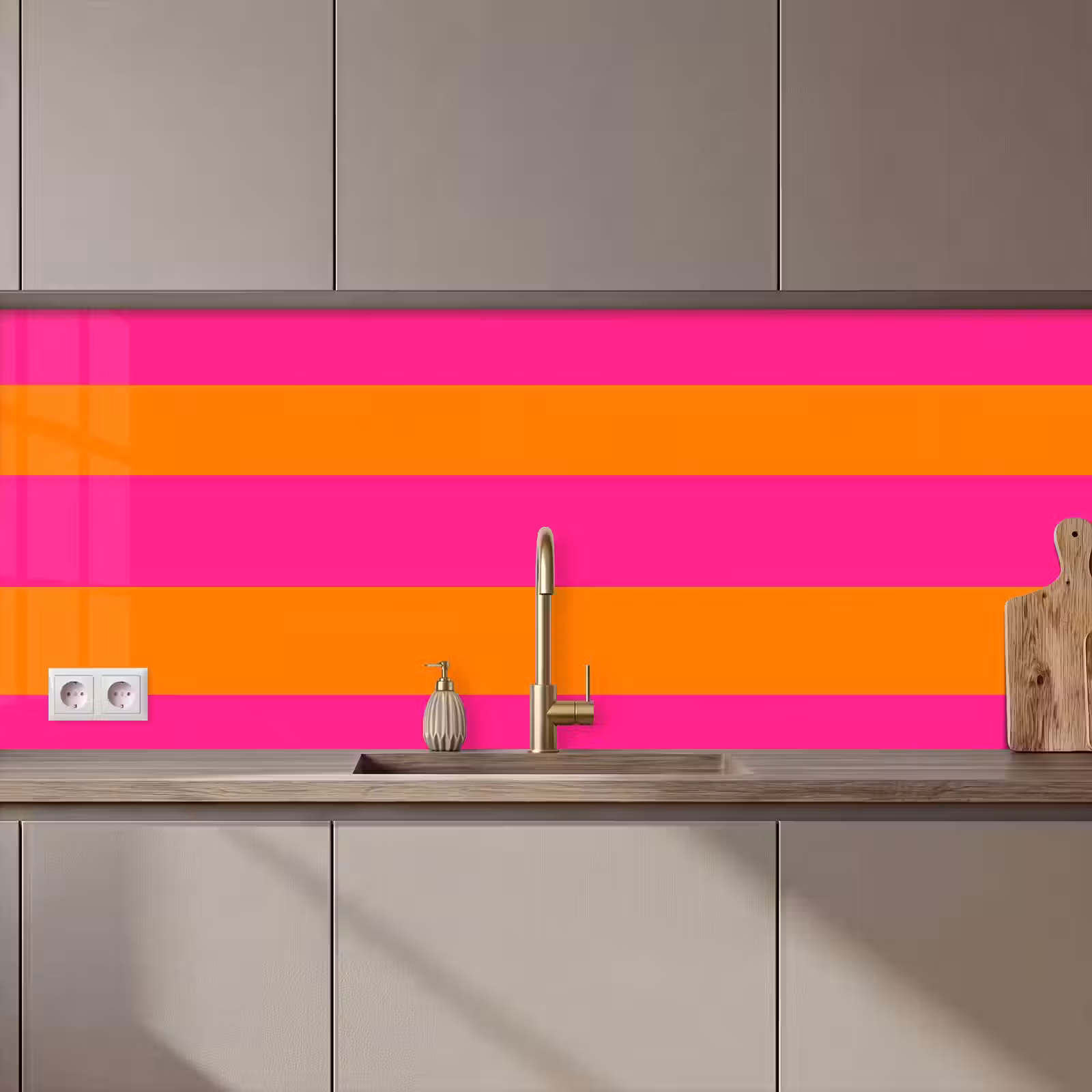 Kitchen splashback - Stripes - Horizontal - Pink — 1