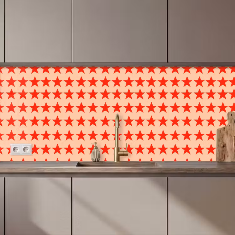 Kitchen splashback - Pattern - Stars - Red — 1
