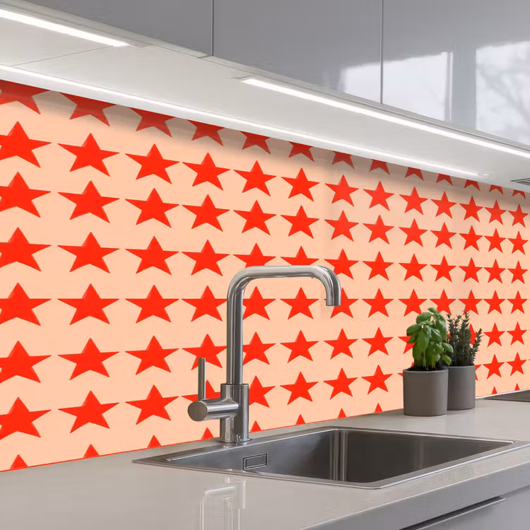 Kitchen splashback - Pattern - Stars - Red — 2
