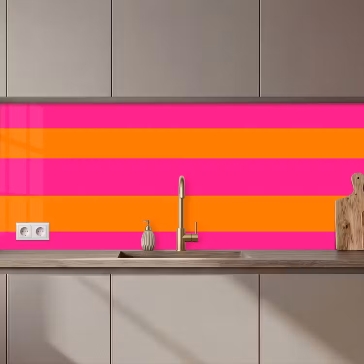 Kitchen splashback - Stripes - Horizontal - Pink — 1