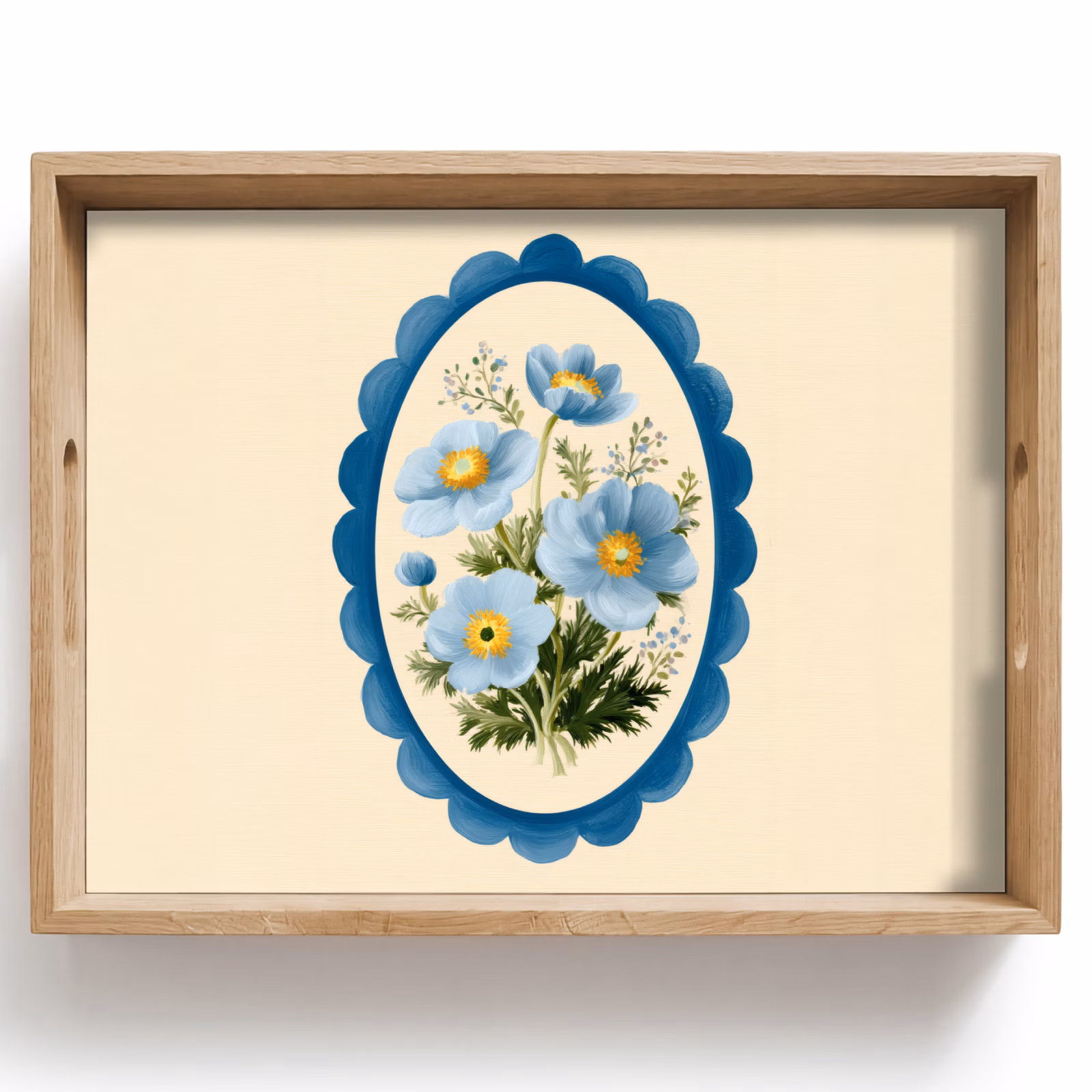 Tray - List - Flowers - Light blue - Illustration — 1