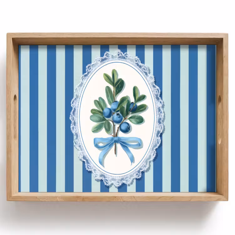 Tray - Illustration - Berries - Blue - Stripes — 1