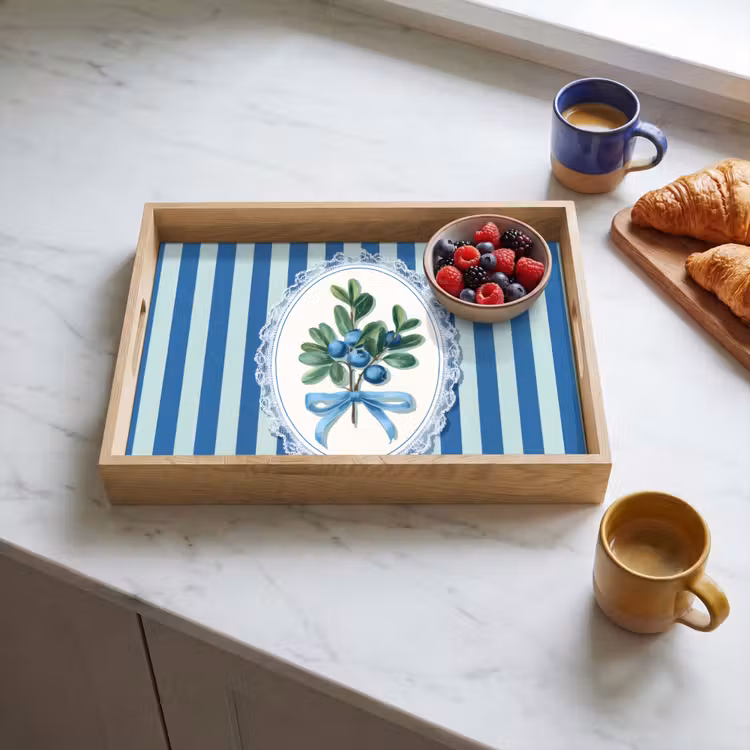 Tray - Illustration - Berries - Blue - Stripes — 3