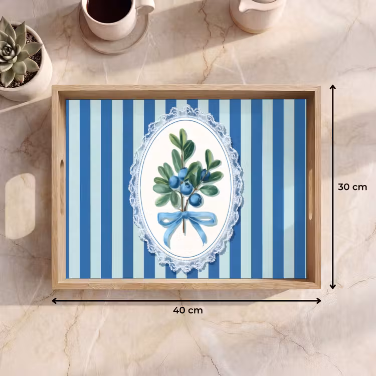 Tray - Illustration - Berries - Blue - Stripes — 8