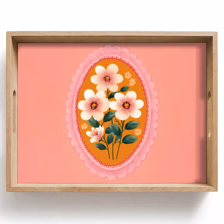 Tray - Illustration - Flowers - Border - Pink — 1
