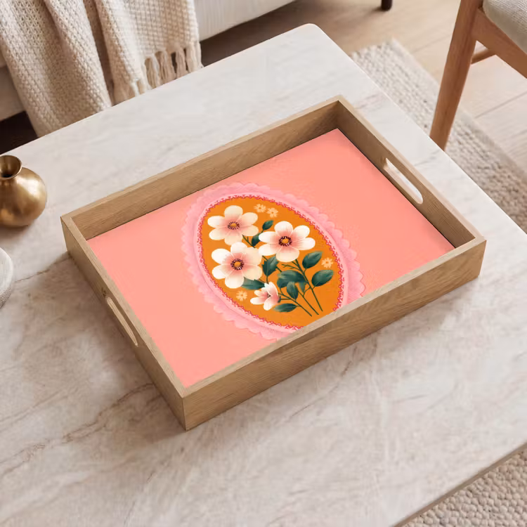 Tray - Illustration - Flowers - Border - Pink — 2