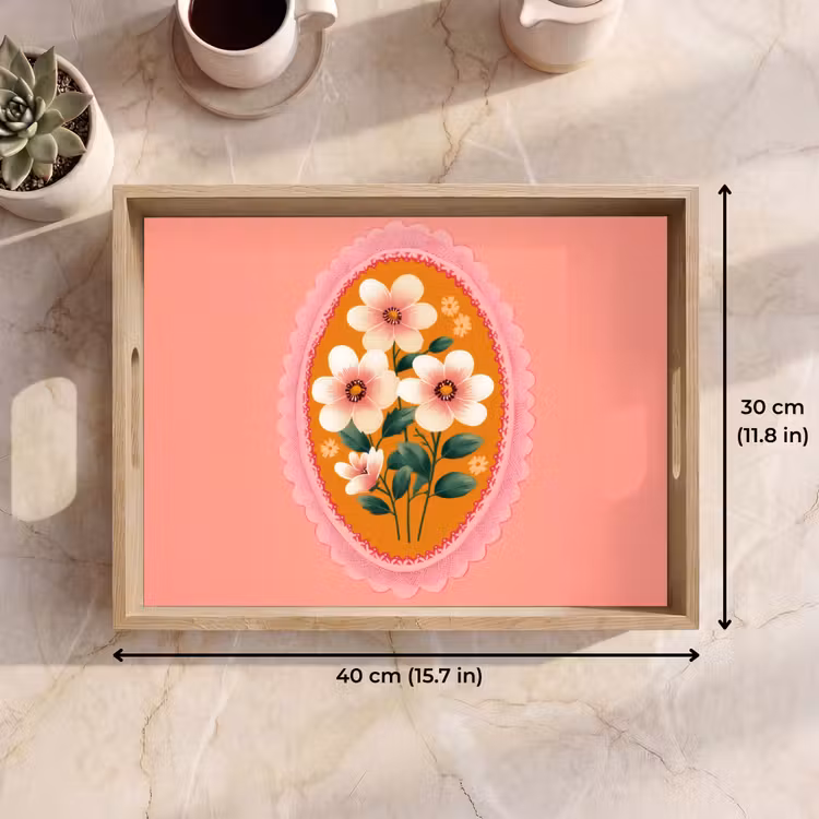 Tray - Illustration - Flowers - Border - Pink — 7