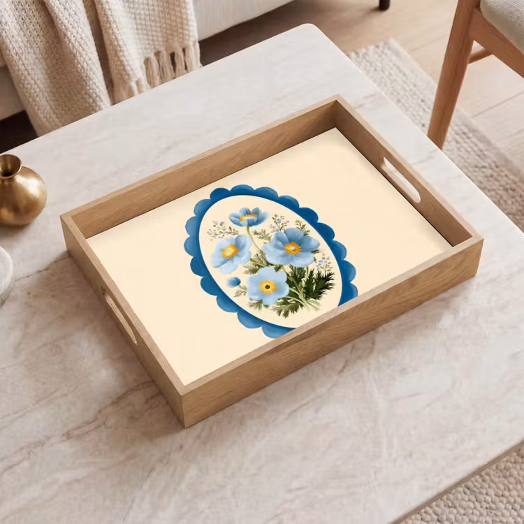 Tray - List - Flowers - Light blue - Illustration — 2