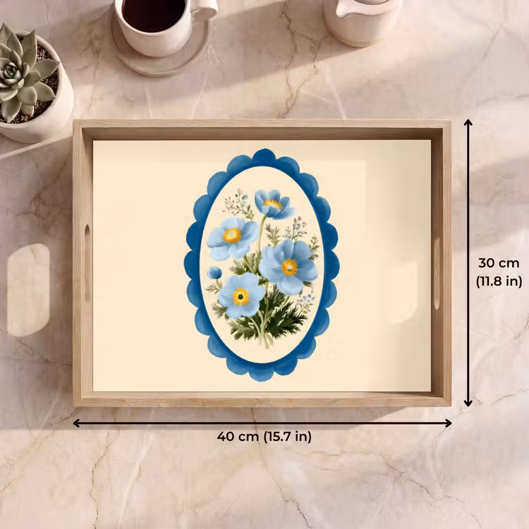 Tray - List - Flowers - Light blue - Illustration — 7