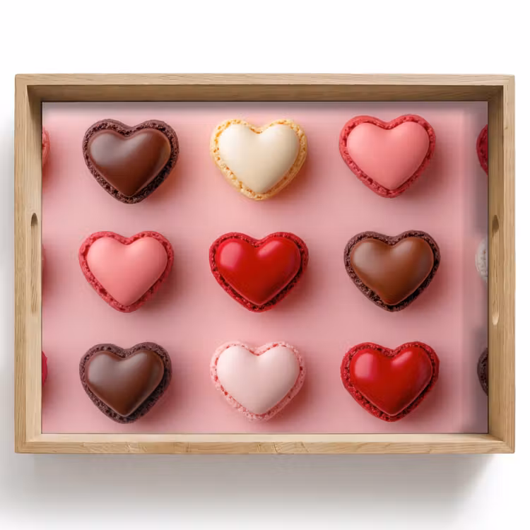 Tray - Macarons - Hearts - Colorful - Pink — 1