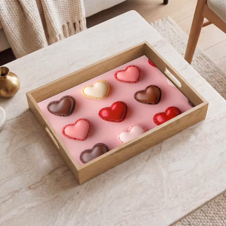Tray - Macarons - Hearts - Colorful - Pink — 2