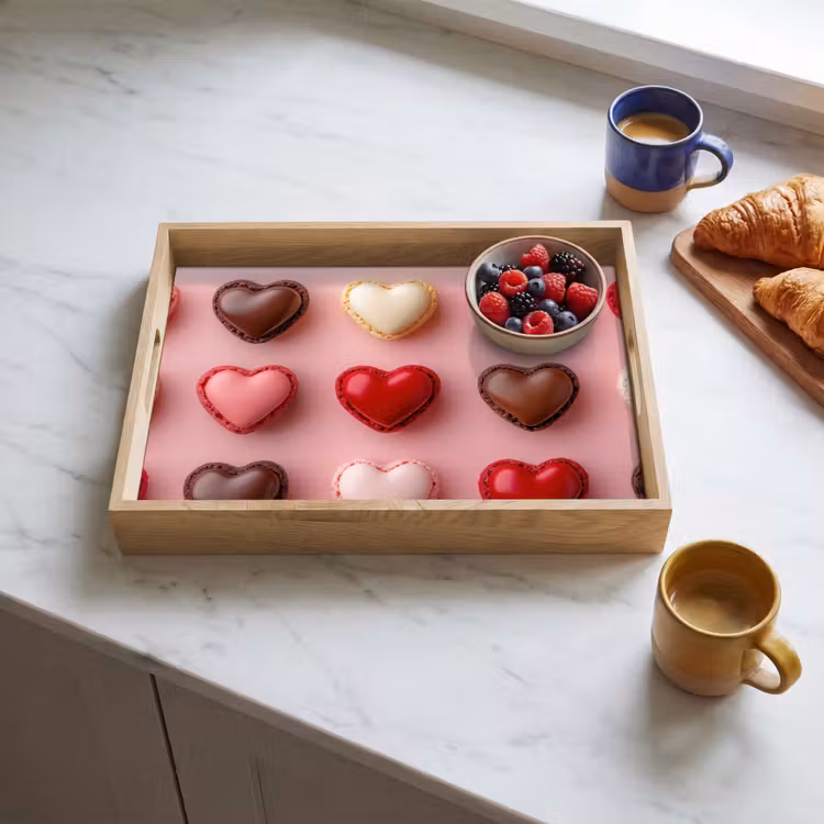 Tray - Macarons - Hearts - Colorful - Pink — 3