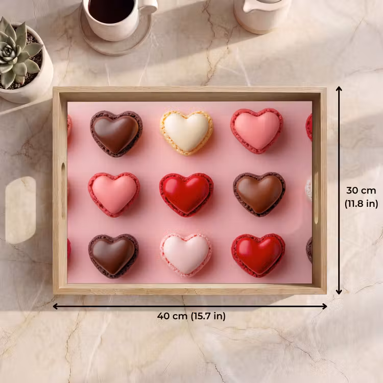 Tray - Macarons - Hearts - Colorful - Pink — 7