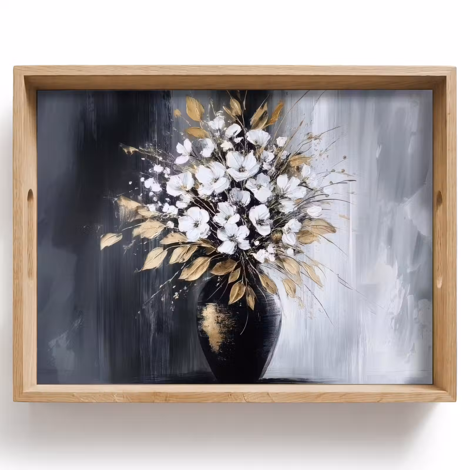 Tray - Flowers - White - Vase - Abstract — 1