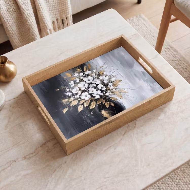Tray - Flowers - White - Vase - Abstract — 2