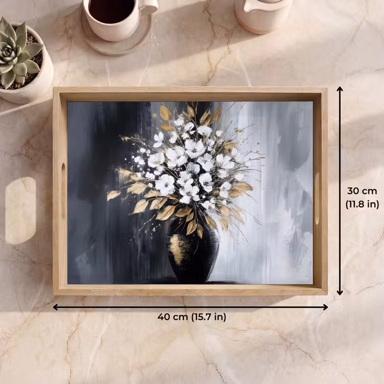 Tray - Flowers - White - Vase - Abstract — 7