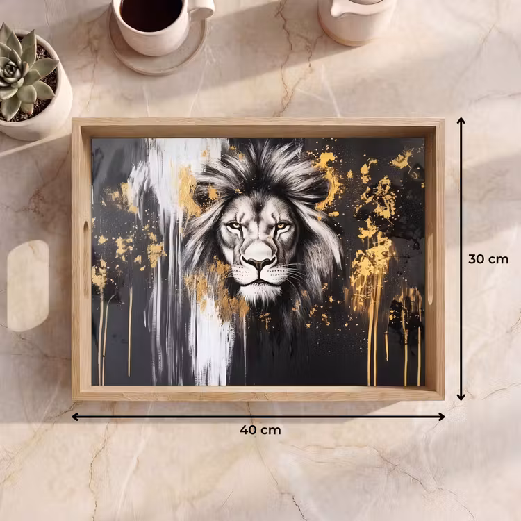 Tray - Lion - Portrait - Paint splashes - Gray — 8