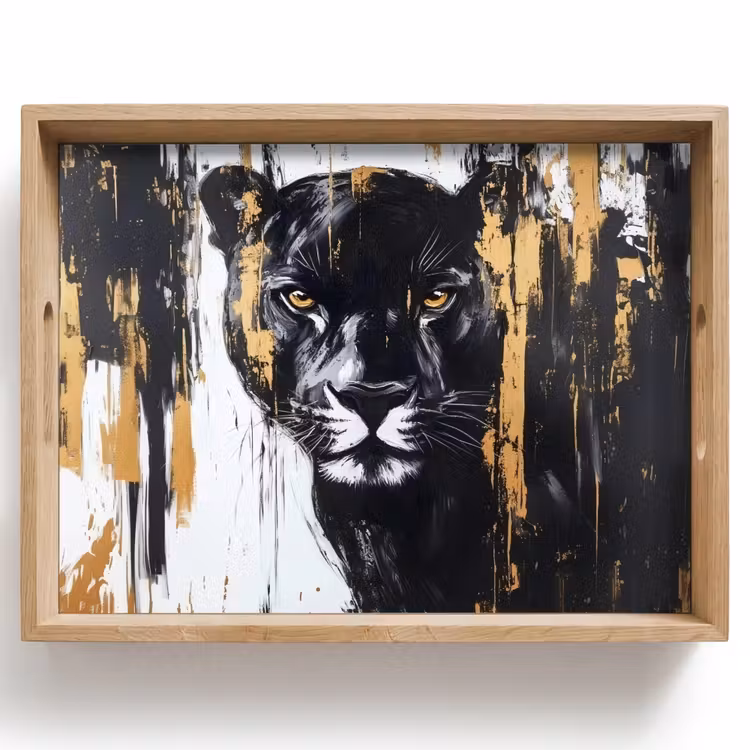 Tray - Panther - Black - Abstract - Paint strokes — 1