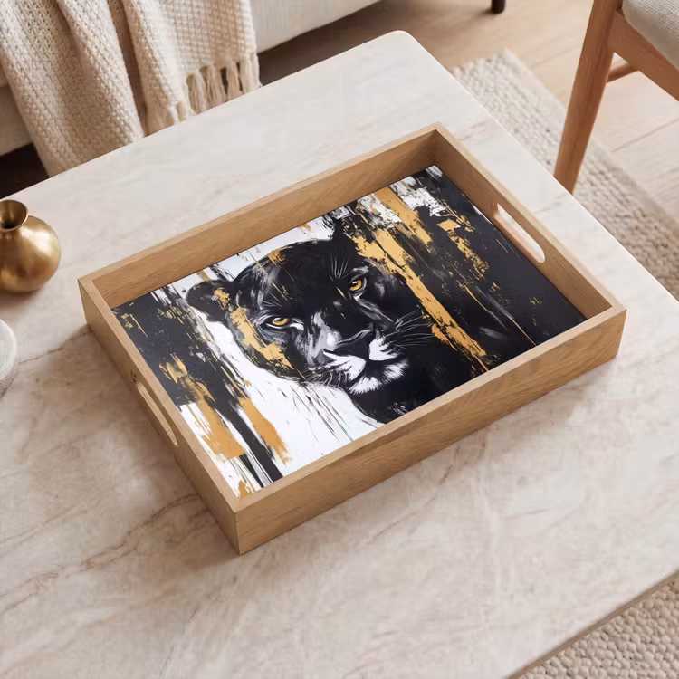 Tray - Panther - Black - Abstract - Paint strokes — 2