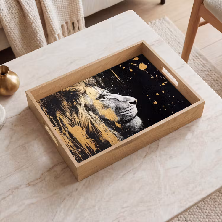 Tray - Portrait - Lion - Abstract - Gold — 2