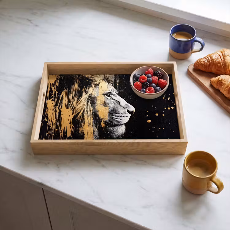 Tray - Portrait - Lion - Abstract - Gold — 3