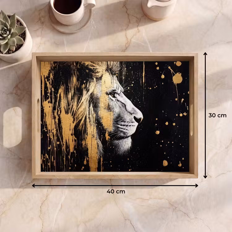 Tray - Portrait - Lion - Abstract - Gold — 8