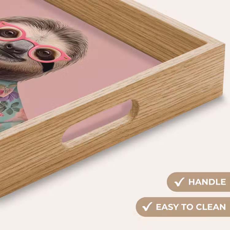 Tray - Sloth - Floral print - Glasses - Pink — 9