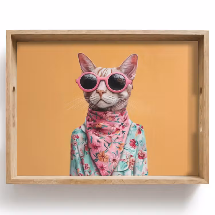 Tray - Sunglasses - Cat - Scarf - Flowers — 1