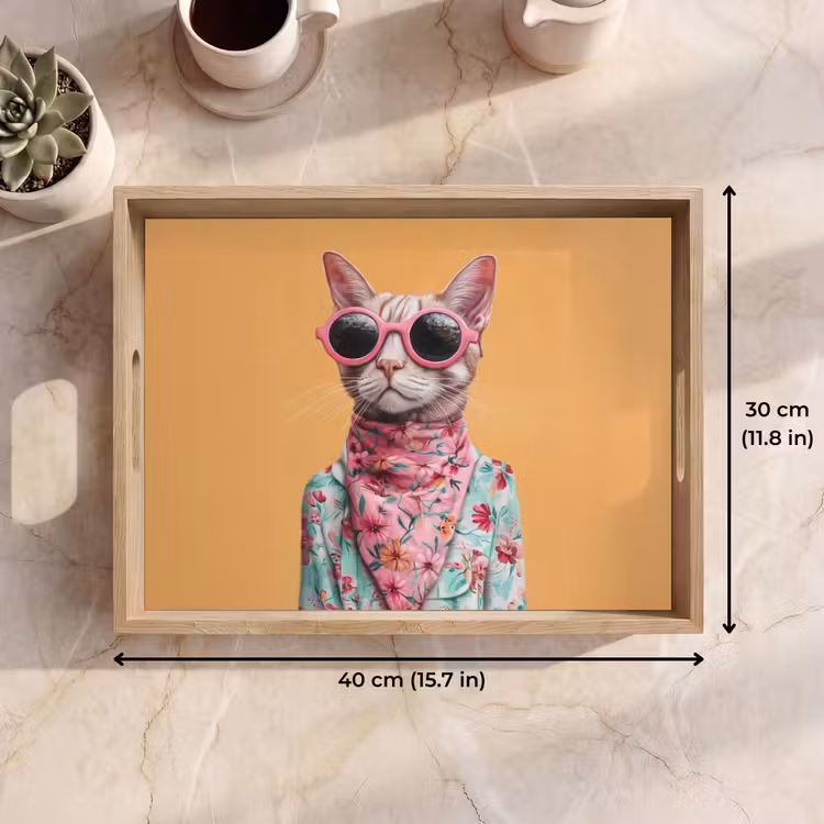 Tray - Sunglasses - Cat - Scarf - Flowers — 7