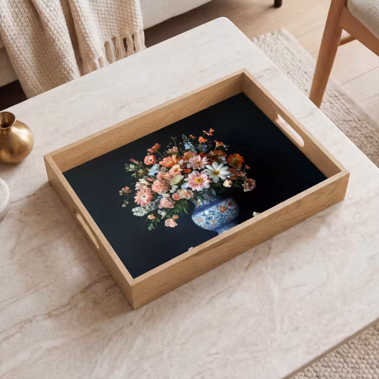 Tray - Wood - Vase - Colors - Flowers — 2