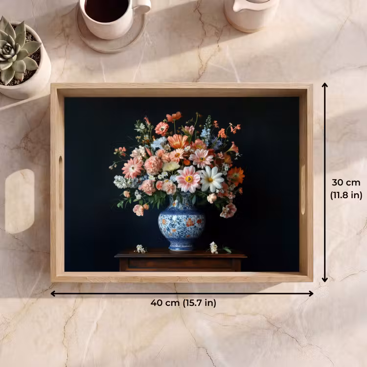 Tray - Wood - Vase - Colors - Flowers — 7
