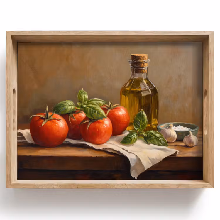 Tray - Tomatoes - Olive oil - Still life — 1
