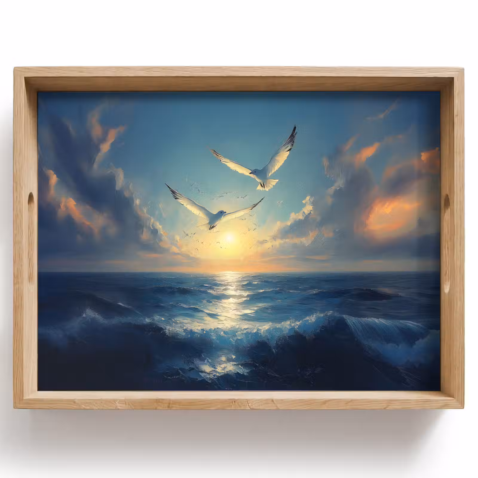 Tray - Seagulls - Sea - Clouds -Blue — 1