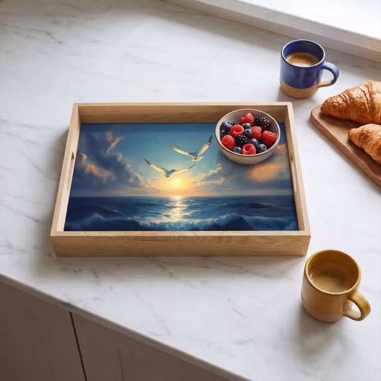 Tray - Seagulls - Sea - Clouds -Blue — 3