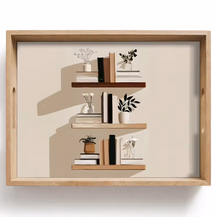 Tray - Shelves - Books - Vases - Plants — 1
