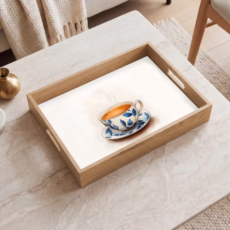 Tray - Teacup - Leaves - Blue — 2