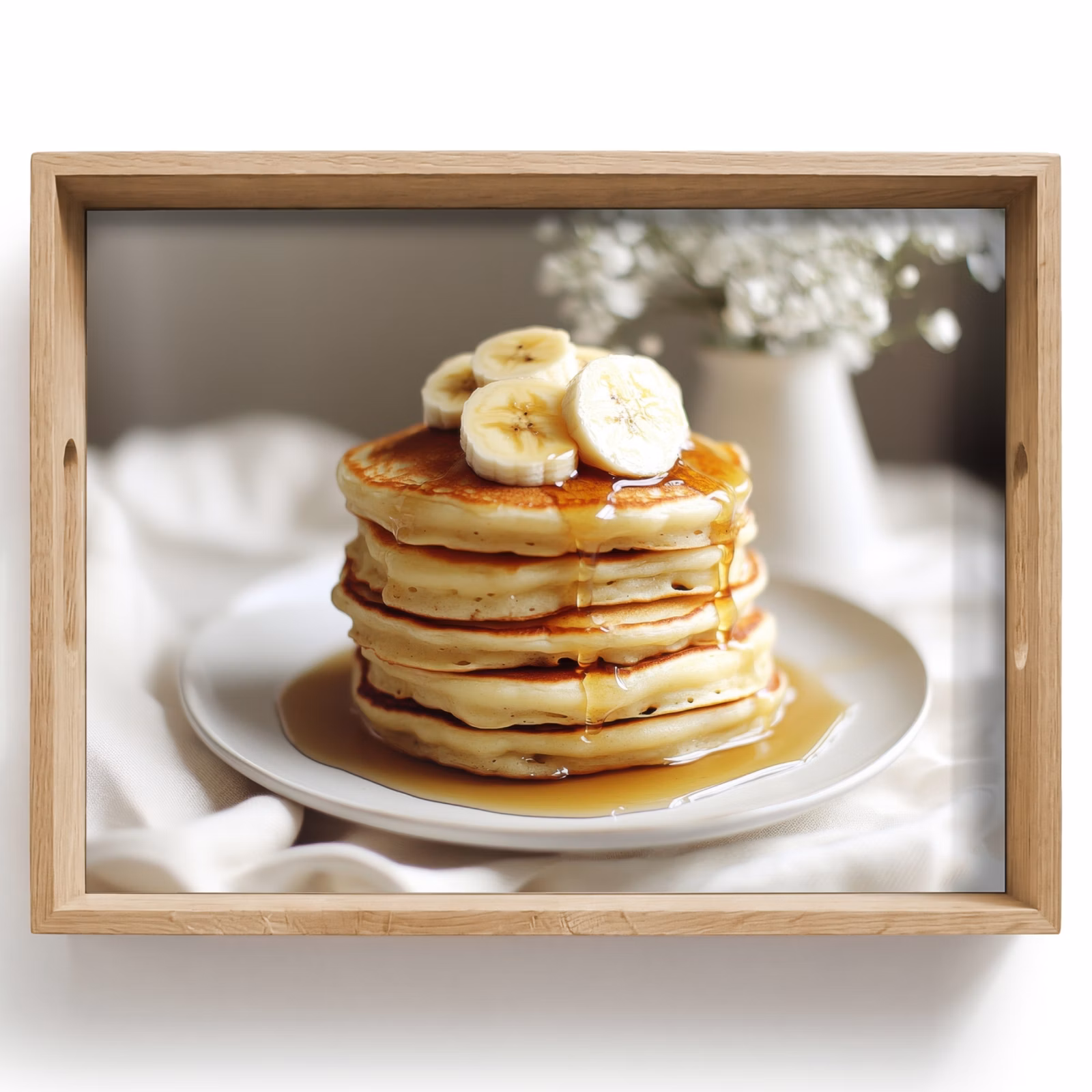 Tray - Pancakes - Banana - Syrup - White - Beige — 1