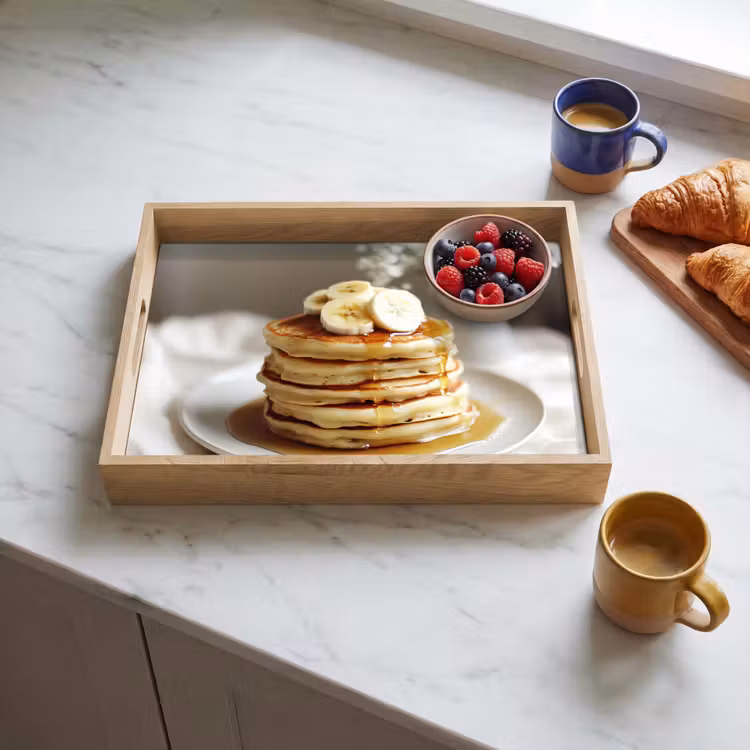 Tray - Pancakes - Banana - Syrup - White - Beige — 3