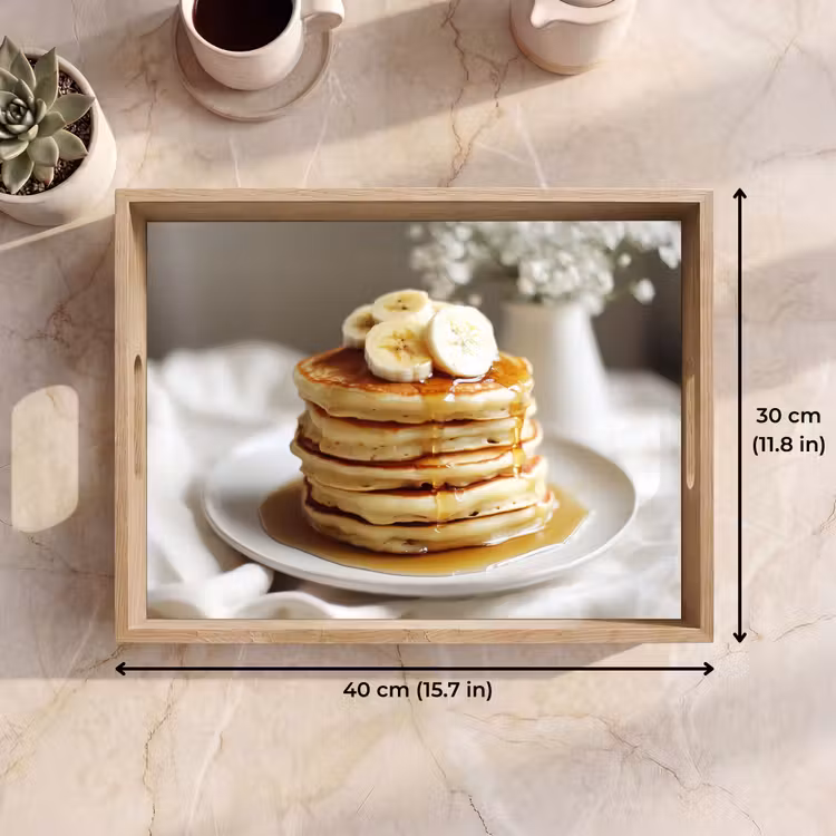 Tray - Pancakes - Banana - Syrup - White - Beige — 7