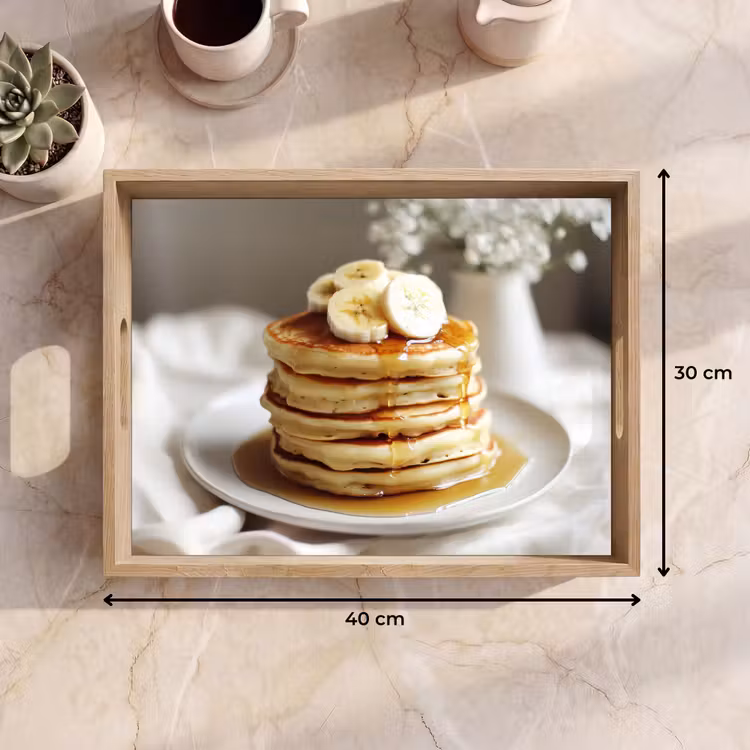 Tray - Pancakes - Banana - Syrup - White - Beige — 8