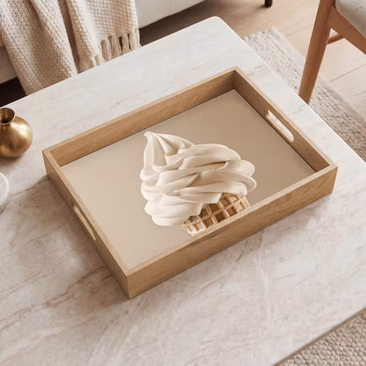 Tray - Ice cream - Soft ice cream - Creamy - Horn - Beige — 2