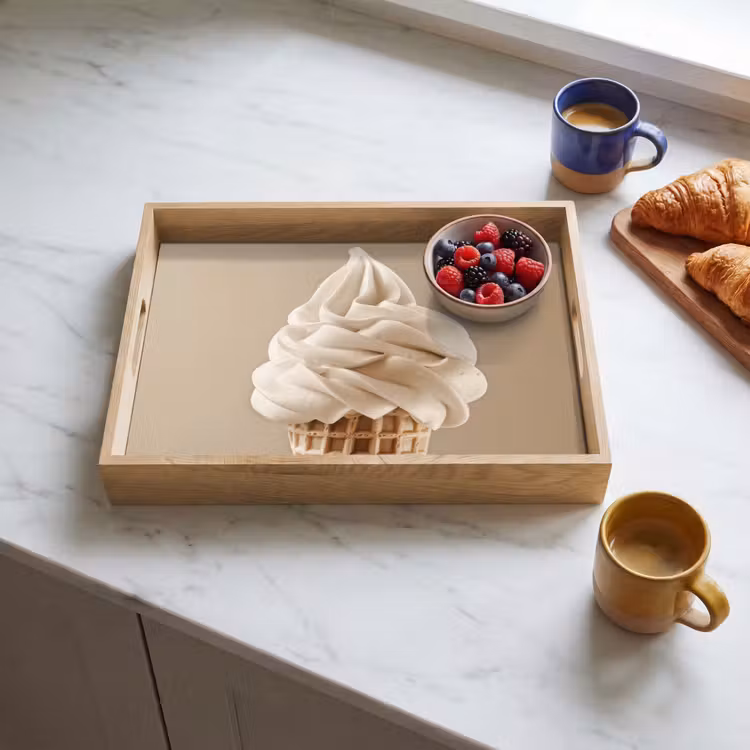 Tray - Ice cream - Soft ice cream - Creamy - Horn - Beige — 3