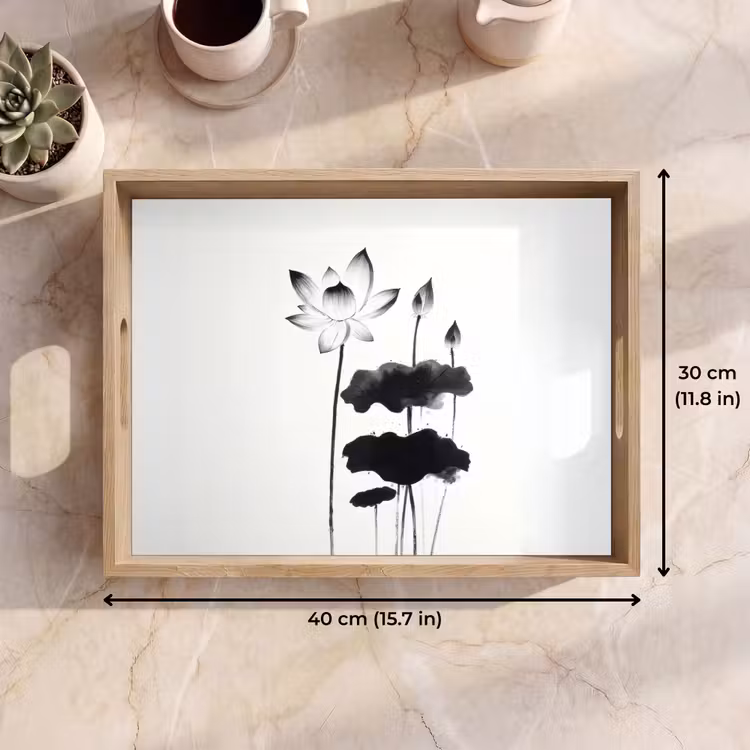 Tray - Leaves - Black - Lotus flower - Minimalist — 7