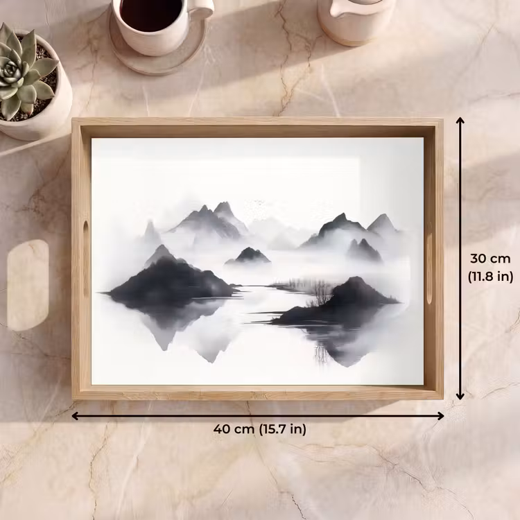 Tray - Mountains - Misty - Water - White — 7
