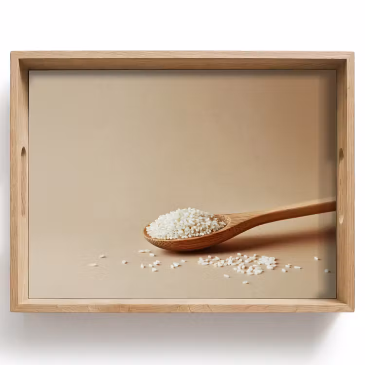 Tray - Spoon - Rice - Wood - Beige — 1