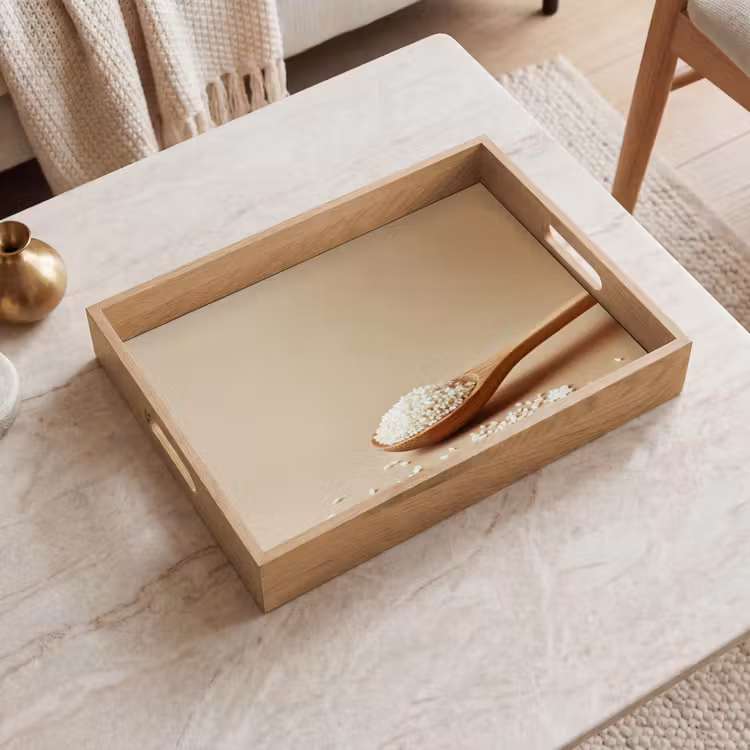 Tray - Spoon - Rice - Wood - Beige — 2