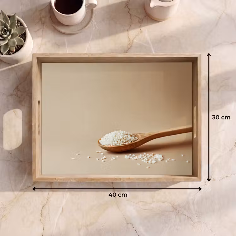 Tray - Spoon - Rice - Wood - Beige — 8